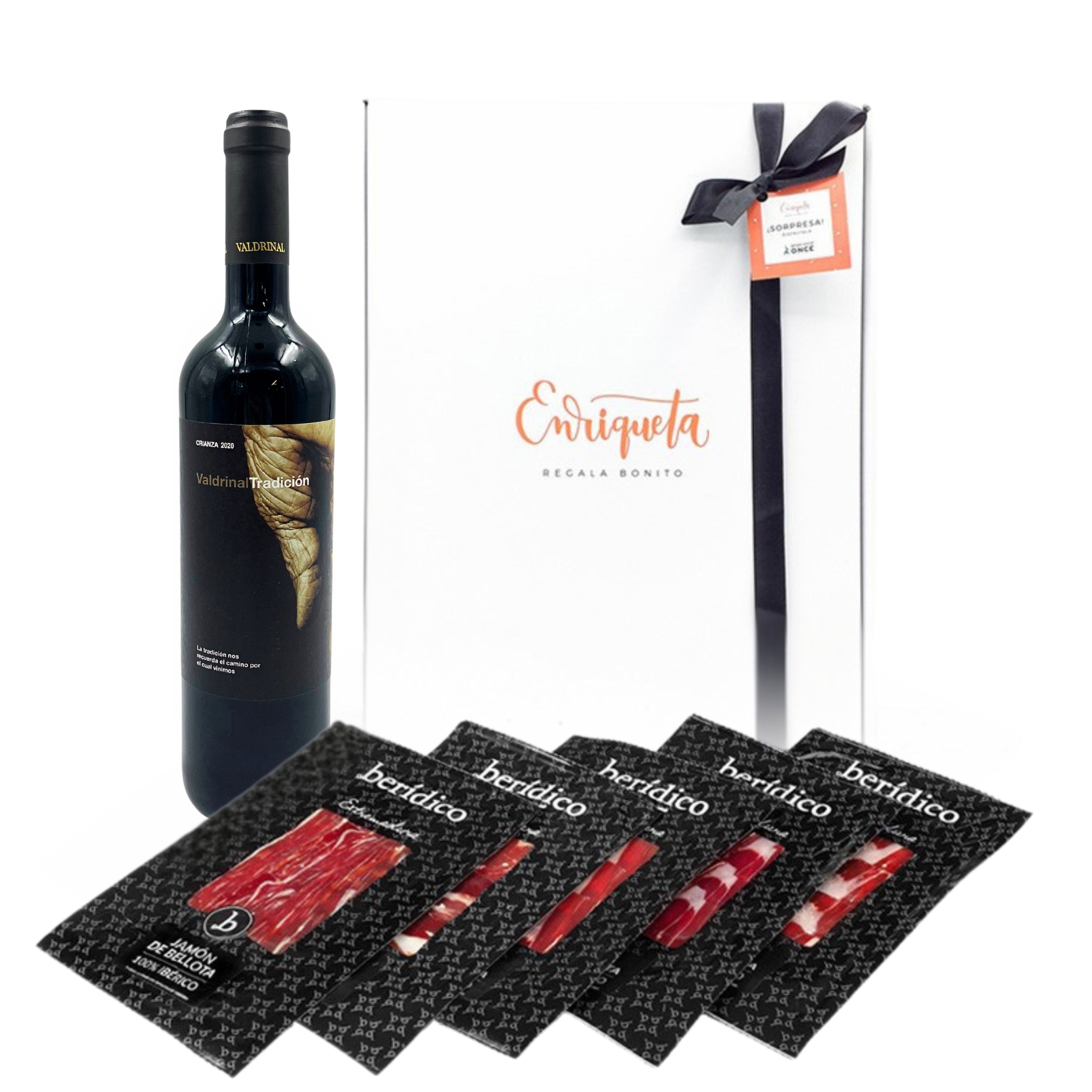 Cesta Gourmet Jamón Ibérico Berídico y Vino Valdrinal Tradición Crianza